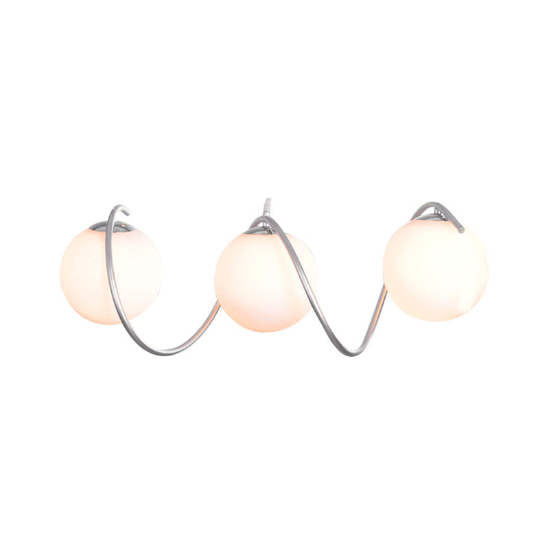 Modern Style Spiral Iron Cluster Pendant 3-Head Suspended Lighting Fixture with Globe White Glass Shade