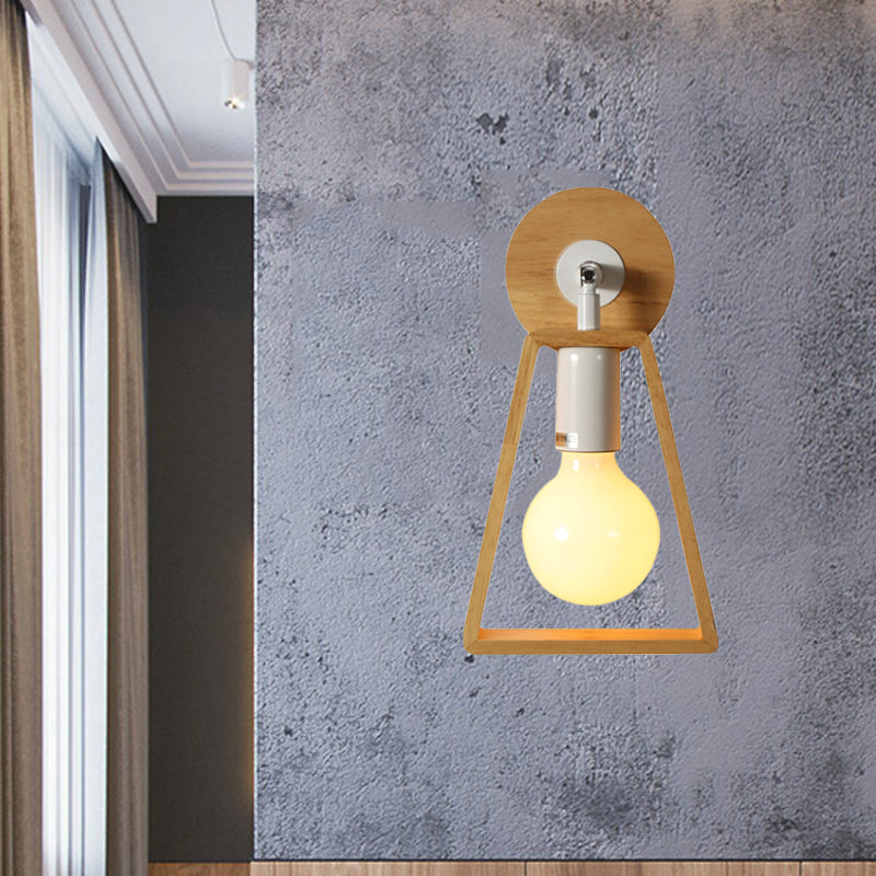 1 testa rotabile trapezoide parete leggera applique in stile modernista lampada da parete in legno beige per camera da letto