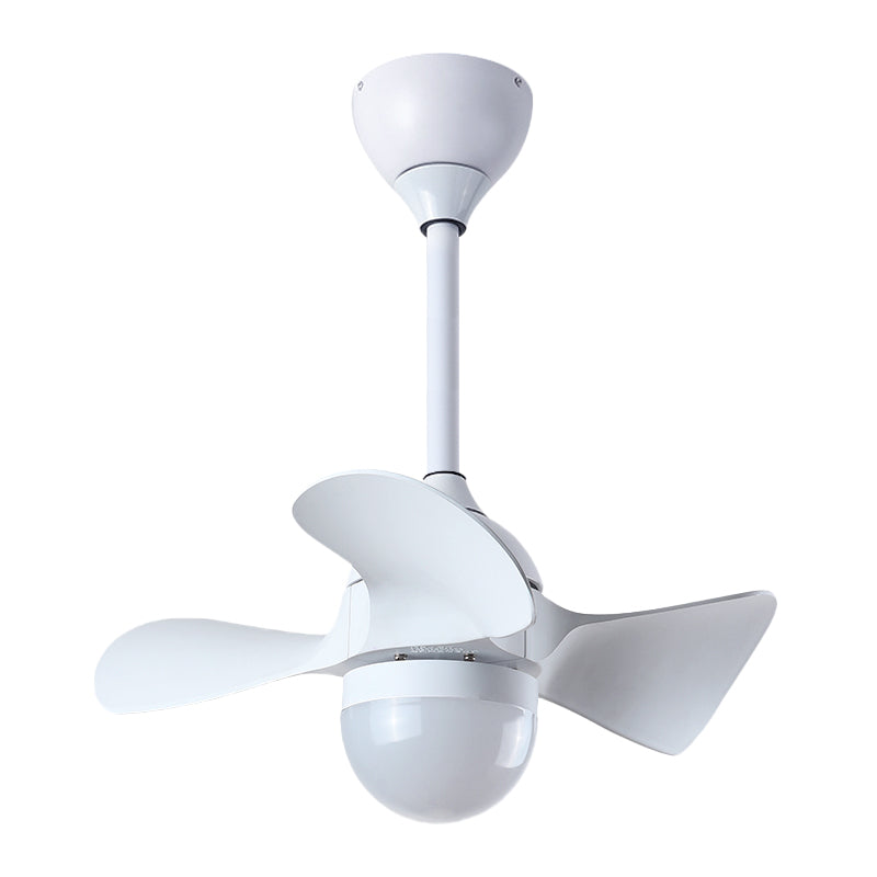 Moderne koepelschaduw ventilator verlichtingsarmatuur acryl slaapkamer led semi -spoelbevestiging met 3 korte messen in wit/koffie, 23 "w