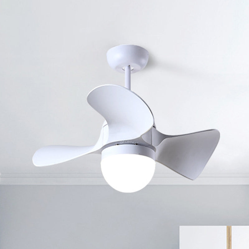 Kuppel Speisesaal LED Deckenventilator Acryl 3 Klingen Nordic Semi Mount Lighting in Weiß, 23 "Breite