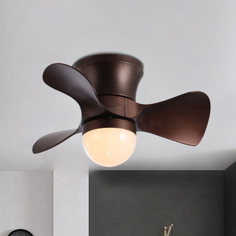 Nordische Halbglobe-Acrylventilatorbeleuchtung 23,5 "breites 3-Blatt-LED-LED-Spülendecke in Kaffee/Weiß