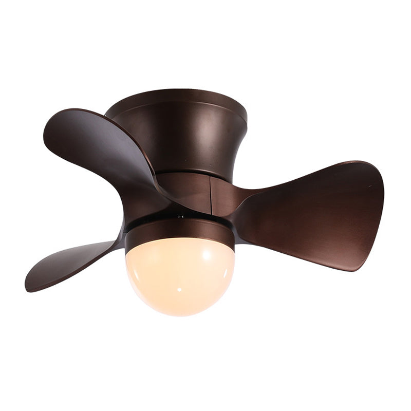 Nordische Halbglobe-Acrylventilatorbeleuchtung 23,5 "breites 3-Blatt-LED-LED-Spülendecke in Kaffee/Weiß