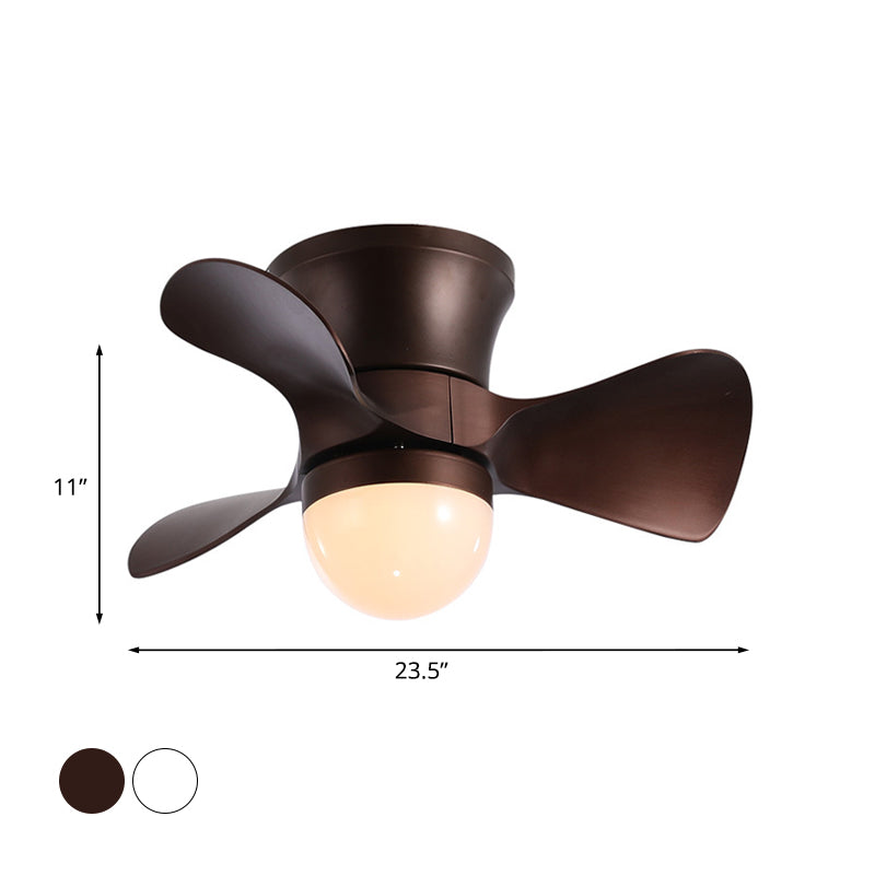 Nordische Halbglobe-Acrylventilatorbeleuchtung 23,5 "breites 3-Blatt-LED-LED-Spülendecke in Kaffee/Weiß