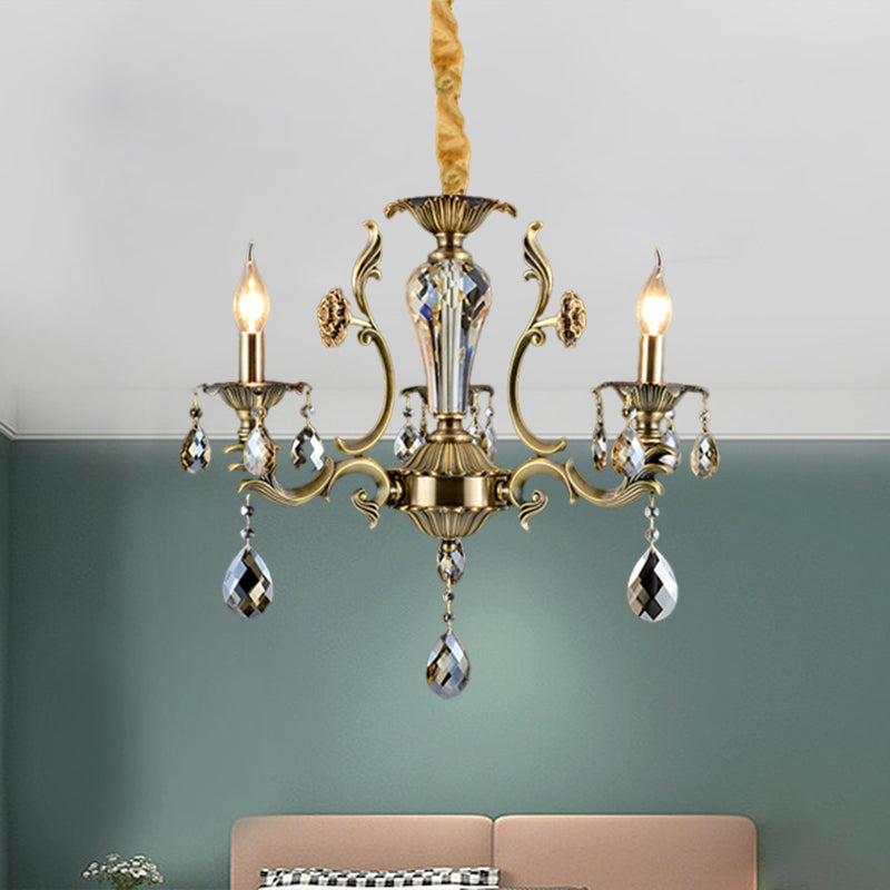 Candle Dining Room Ceiling Hang Fixture Mid Century Metallic 3 Lights Bronze Chandelier Lighting