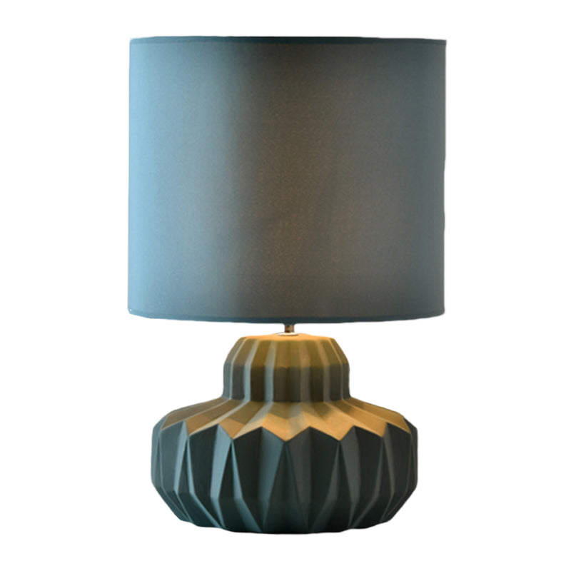 Cylinder Sitting Room Night Light Minimalist Fabric Single Blackish Green Table Lighting