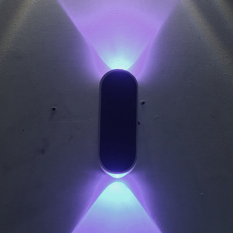 Corridor LED Flush Mury Sronce Simplicité Lampe murale en noir et blanc avec une teinte en métal oblong, violet / jaune / feu rouge