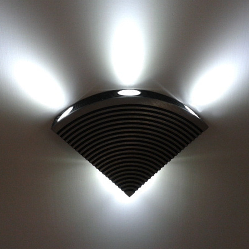 Modernist WIFI Shaped Wall Lamp Metal Bedroom LED Flush Mount Wall Sconce in Black and Silver, Purple/Green/Yellow Light