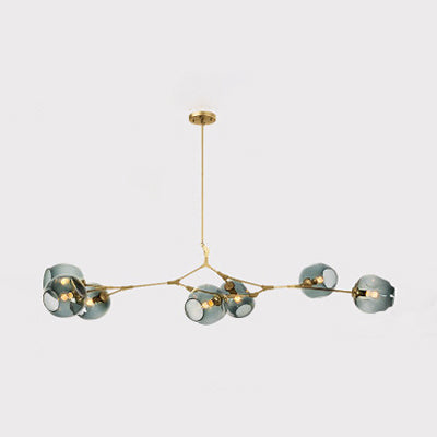 Bubble Chandelier Light Fixture with Ball Shade Modern Style Glass 5/6/7 Lights Black/Gold Finish Ceiling Lighting