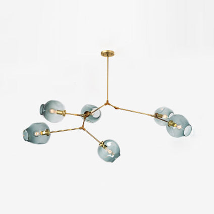 Bubble Chandelier Light Fixture with Ball Shade Modern Style Glass 5/6/7 Lights Black/Gold Finish Ceiling Lighting