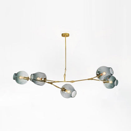 Bubble Chandelier Light Fixture with Ball Shade Modern Style Glass 5/6/7 Lights Black/Gold Finish Ceiling Lighting