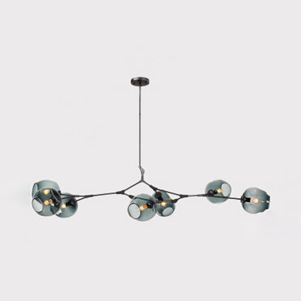 Bubble Chandelier Light Fixture with Ball Shade Modern Style Glass 5/6/7 Lights Black/Gold Finish Ceiling Lighting