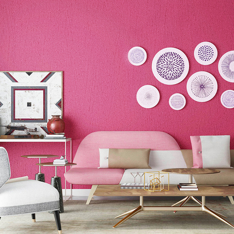 33' x 20.5" Nordic Wallpaper Roll for Girl with Textured Design in Bright Pink, Non-Pasted