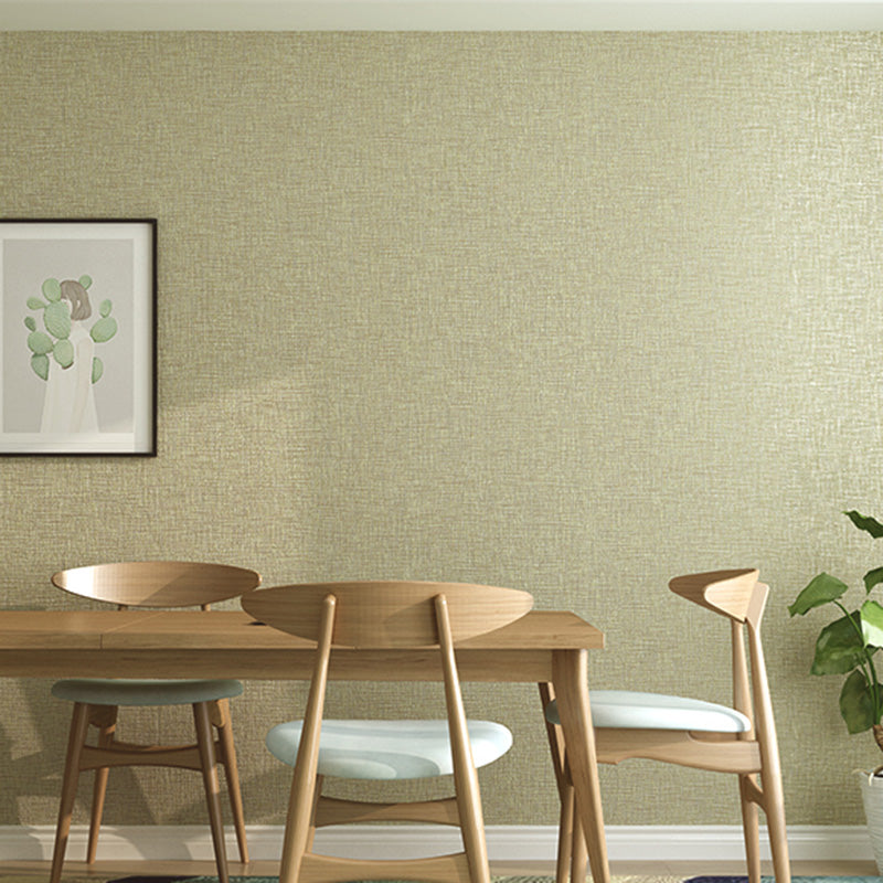 Neutral Color Nordic Wall Covering 20.5"W x 33'L Linen Textured Wallpaper for Dining Room