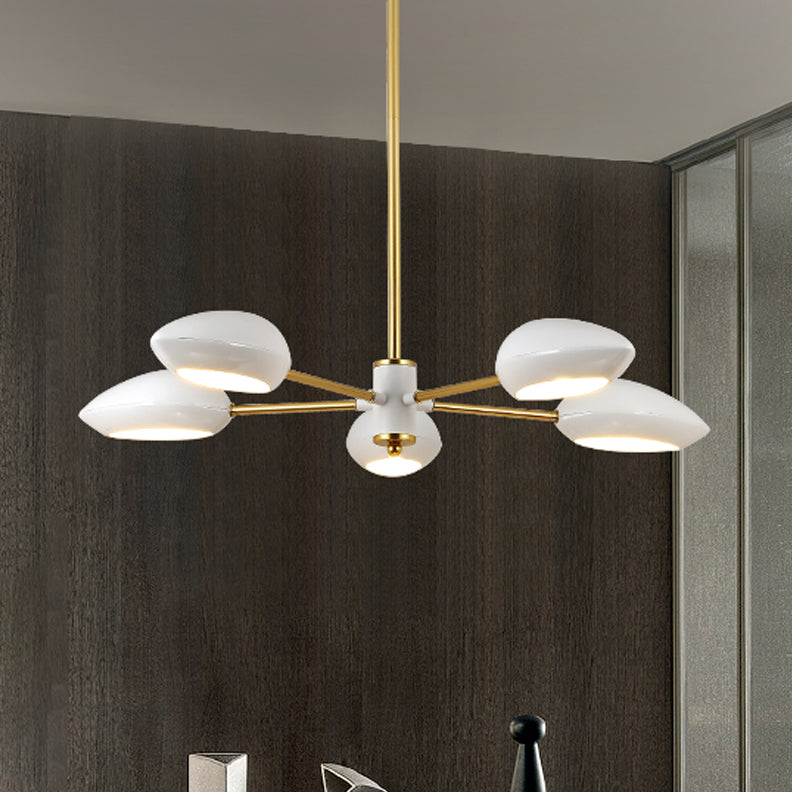 Ellipse Dining Room Hanging Light Contemporary Metal 5/6/8 Lumières Lumière de lustre noir / blanc