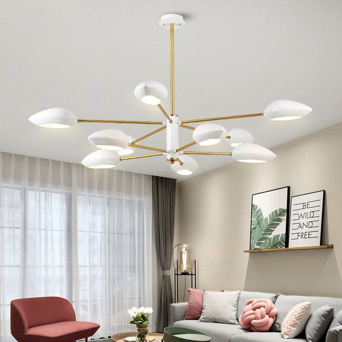 Ellipse Dining Room Hanging Light Contemporary Metal 5/6/8 Lumières Lumière de lustre noir / blanc