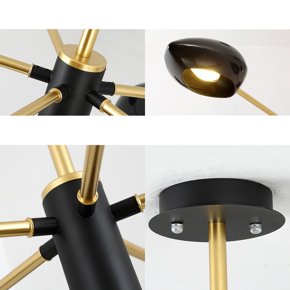 Ellipse Dining Room Hanging Light Contemporary Metal 5/6/8 Lights Black/White Chandelier Light Fixture