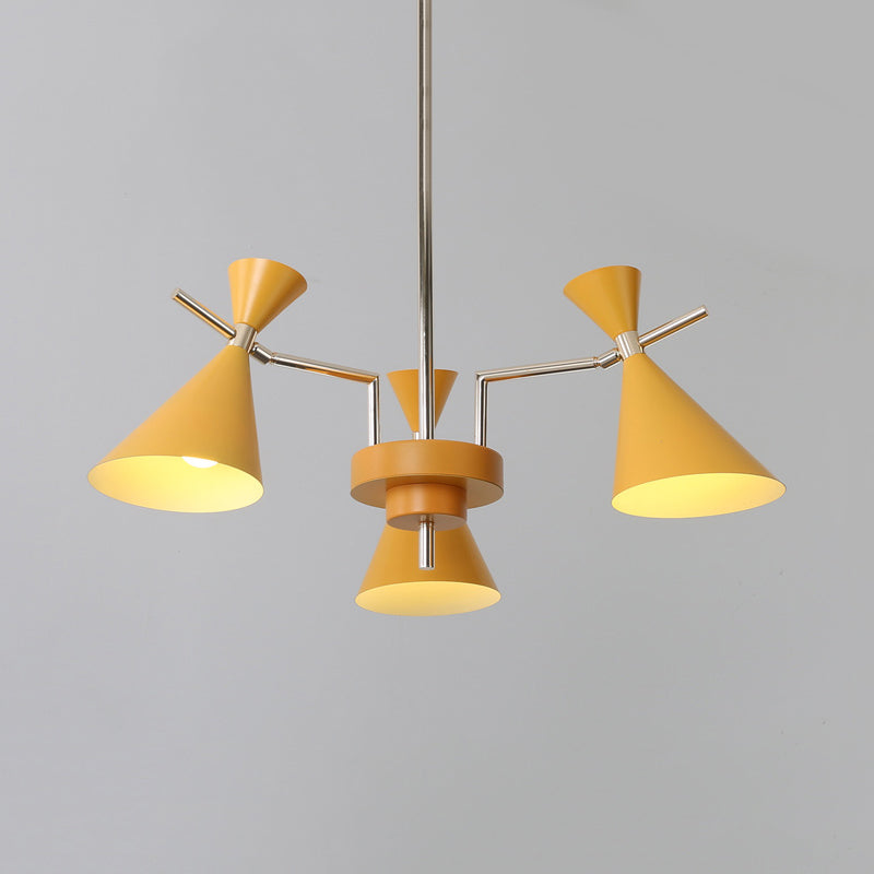 Nordic Bi-conical Pendant Chandelier Metal 3/6 Lights Black/White/Pink Dining Room Chandelier Lighting Fixture