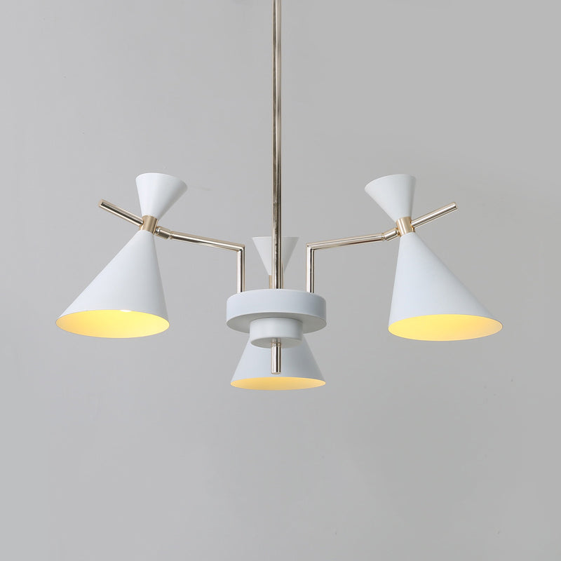 Nordic Bi-conical Pendant Chandelier Metal 3/6 Lights Black/White/Pink Dining Room Chandelier Lighting Fixture