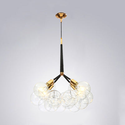 Globe Clear Glass Kronleuchter Beleuchtung zeitgenössischer 3/4/6 Lichter Schwarz/Weiß LED Hanging Deckenlampe