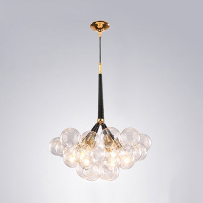 Globe Clear Glass Kronleuchter Beleuchtung zeitgenössischer 3/4/6 Lichter Schwarz/Weiß LED Hanging Deckenlampe