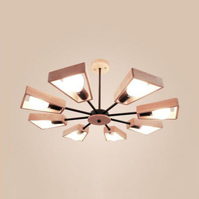 Moderner Sputnik Kronleuchter Anhänger Holz 3/5/8 Licht Schlafzimmer Hanging Lampe in Schwarz/Weiß