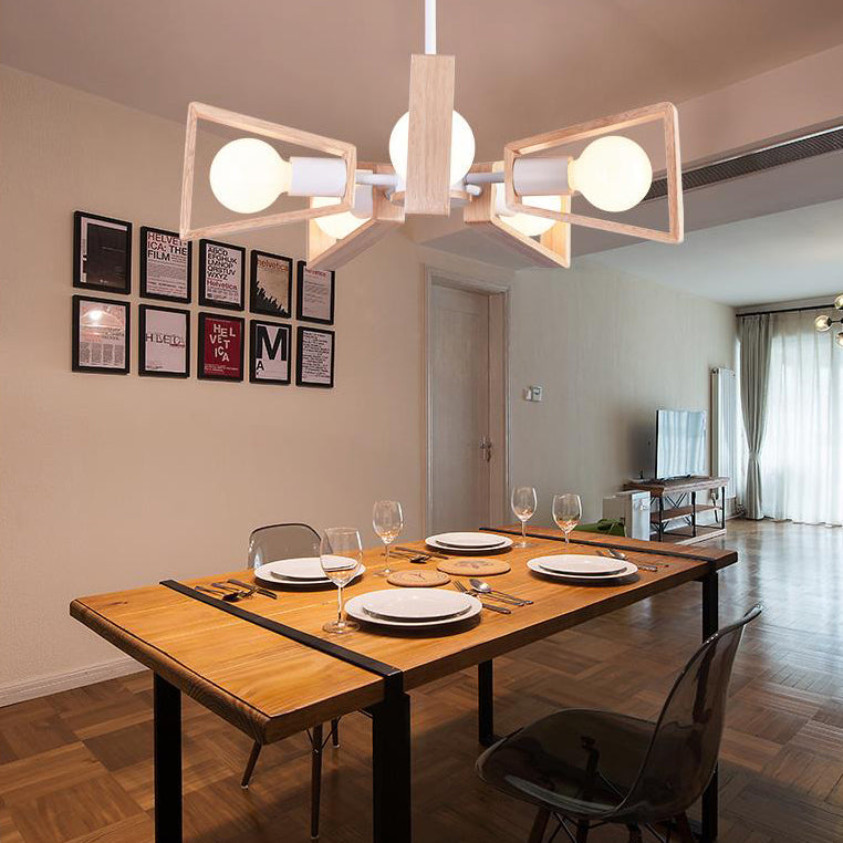 Moderner Sputnik Kronleuchter Anhänger Holz 3/5/8 Licht Schlafzimmer Hanging Lampe in Schwarz/Weiß