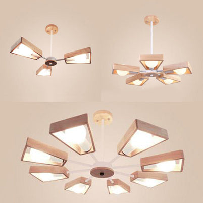 Moderner Sputnik Kronleuchter Anhänger Holz 3/5/8 Licht Schlafzimmer Hanging Lampe in Schwarz/Weiß