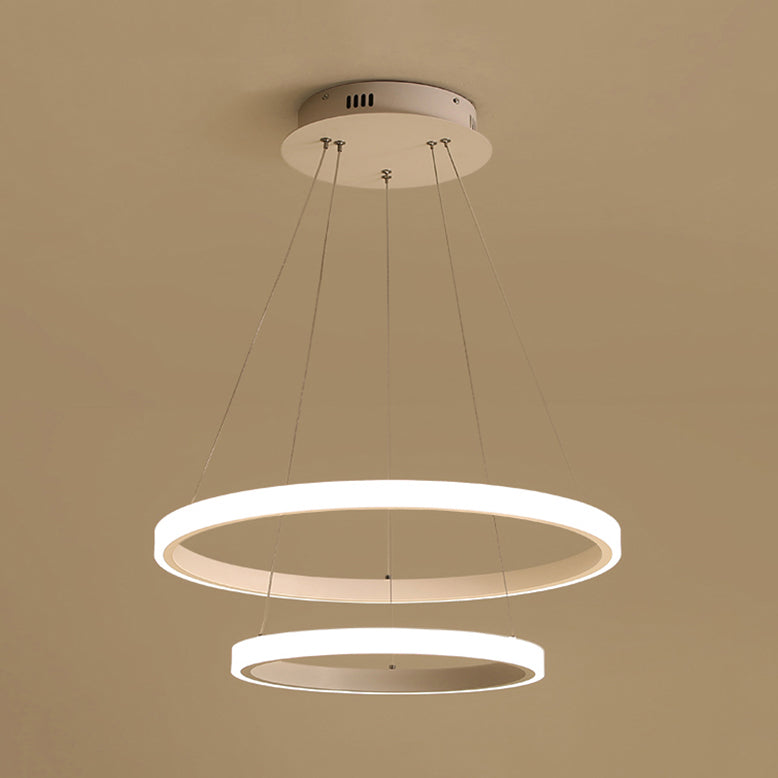 Loop Chandelier Pendant Simple Acrylic LED 1/2/3-Head Bedroom Hanging Ceiling Light in Warm/White/Natural Light