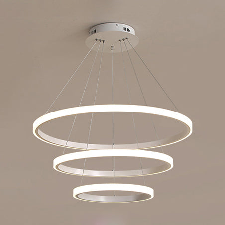 Loop Chandelier Pendant Simple Acrylic LED 1/2/3-Head Bedroom Hanging Ceiling Light in Warm/White/Natural Light