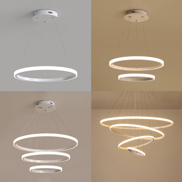 Loop Chandelier Pendant Simple Acrylic LED 1/2/3-Head Bedroom Hanging Ceiling Light in Warm/White/Natural Light