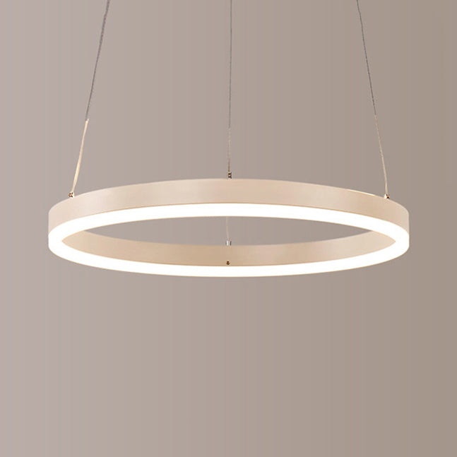 1/2/3-Light Living Room Chandelier Pendant with Ring Acrylic Shade Brown/Black/White Ceiling Light in Warm/White/Natural Light