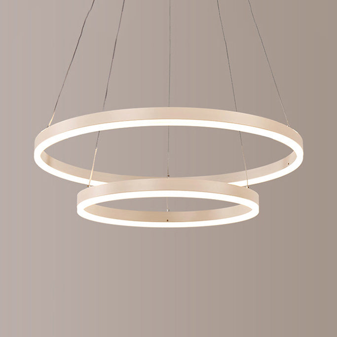 1/2/3-Light Living Room Chandelier Pendant with Ring Acrylic Shade Brown/Black/White Ceiling Light in Warm/White/Natural Light