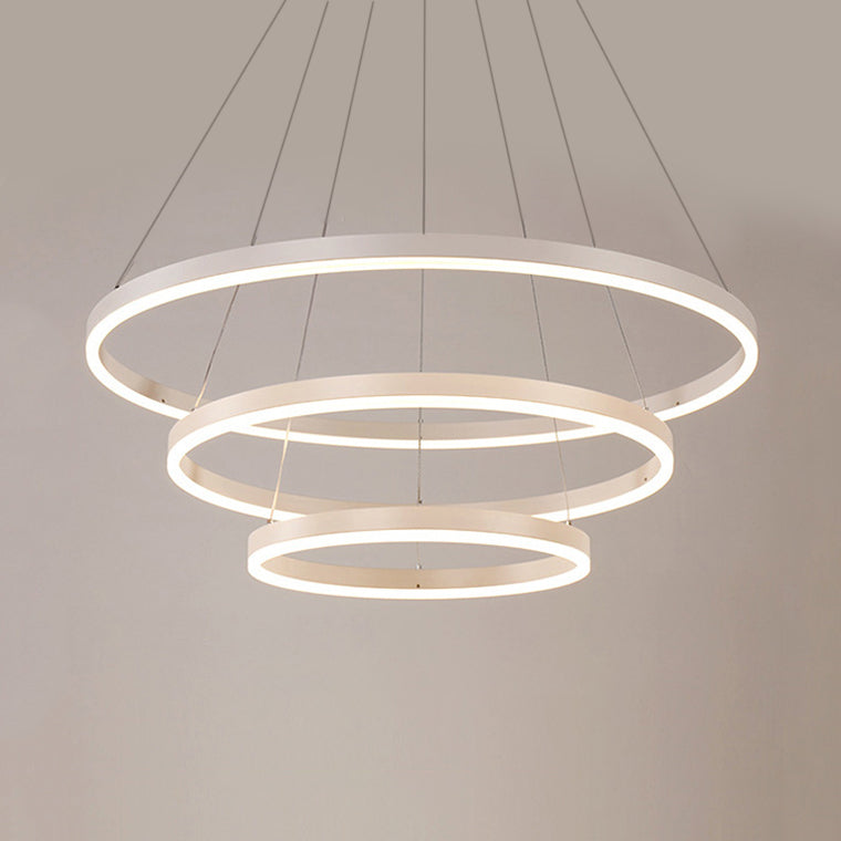 1/2/3-Light Living Room Chandelier Pendant with Ring Acrylic Shade Brown/Black/White Ceiling Light in Warm/White/Natural Light