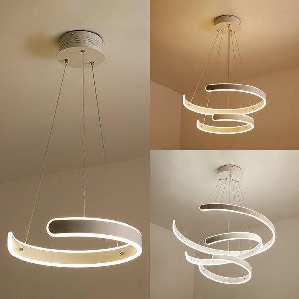 Postmodern 1/2/3-licht LED-suspensie Licht met acrylschaduw Bruin/witte ring Kroonluchter hanger in warm/wit/natuurlijk licht