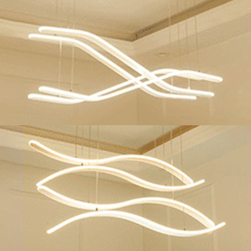 Streamlined Dining Room Ceiling Pendant Acrylic LED Minimalist Chandelier in Warm/White Light