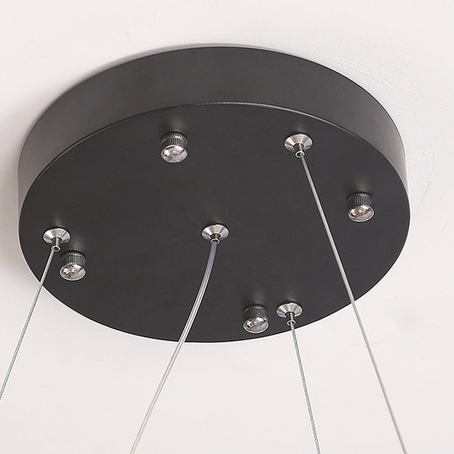 1/2/3-licht Black Ring Pendant Kroonluchter Modern Crystal Accent LED Hanglamp Lichtlijn in wit/warm licht voor woonkamer