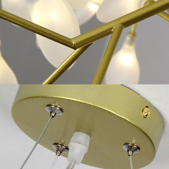 31,5 "/35,5" W Lampada a sospensione a forma di foglia moderna moderna Lampaggio multipla il lampadario del lampadario in nero in nero/oro