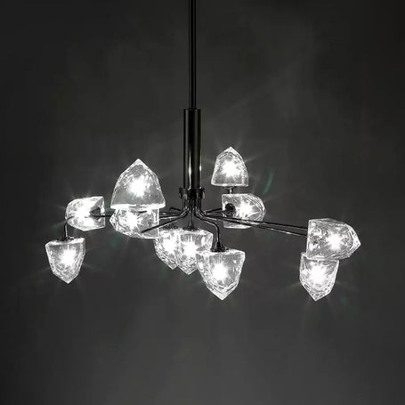 Eigentijdse vertakking kroonluchter lamp glas 5/7 lichten woonkamer hangend hanglamp in zwart/nikkel