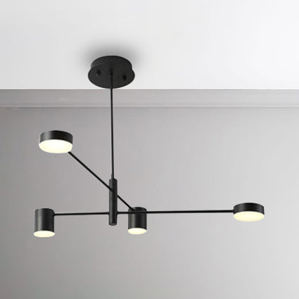 Lumo il lampadario asimmetrico multilivello in metallo semplice in stile semplice 2/4/6/8 teste in bianco/nero la luce a sospensione in bianco/bianco in calda/bianca/terza marcia
