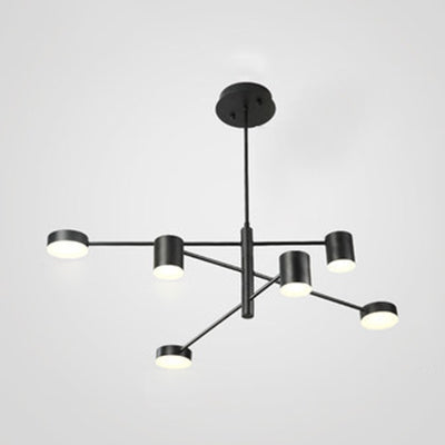 Multi Tiers Asymmetrical Chandelier Light Metal Simple Style 2/4/6/8 Heads Black/White Pendant Light in Warm/White/Third Gear
