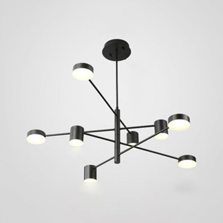 Multi Tiers Asymmetrical Chandelier Light Metal Simple Style 2/4/6/8 Heads Black/White Pendant Light in Warm/White/Third Gear