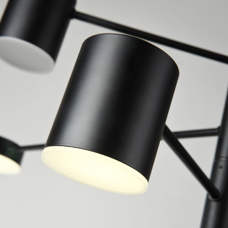 Multi Tiers Asymmetrical Chandelier Light Metal Simple Style 2/4/6/8 Heads Black/White Pendant Light in Warm/White/Third Gear