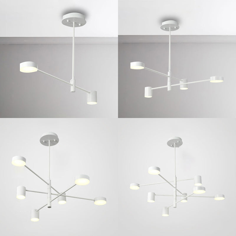 Lumo il lampadario asimmetrico multilivello in metallo semplice in stile semplice 2/4/6/8 teste in bianco/nero la luce a sospensione in bianco/bianco in calda/bianca/terza marcia