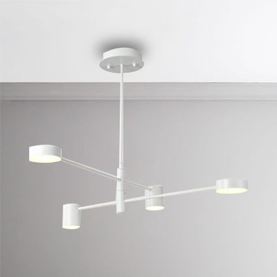 Multi Tiers Asymmetrical Chandelier Light Metal Simple Style 2/4/6/8 Heads Black/White Pendant Light in Warm/White/Third Gear