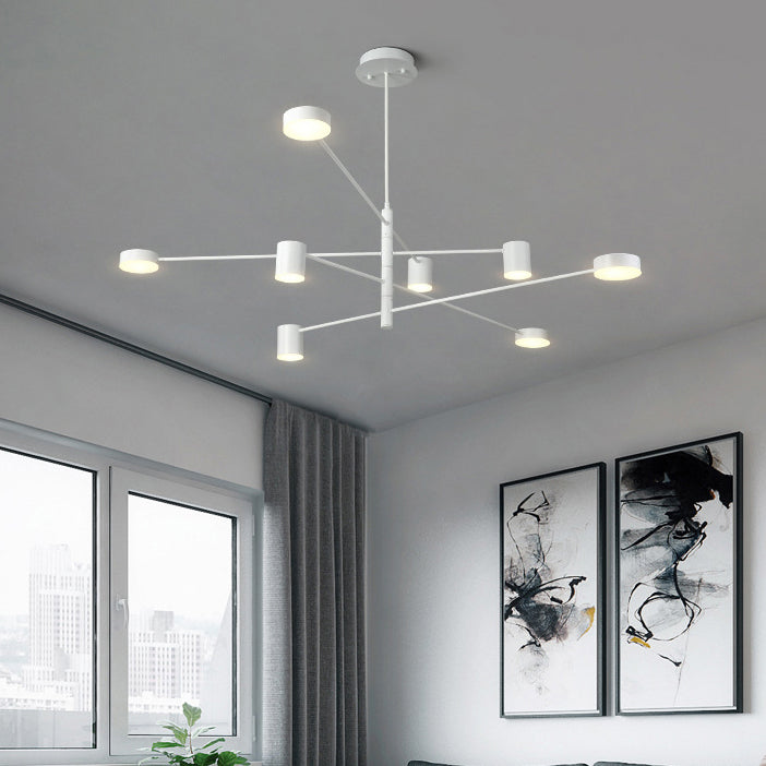 Lumo il lampadario asimmetrico multilivello in metallo semplice in stile semplice 2/4/6/8 teste in bianco/nero la luce a sospensione in bianco/bianco in calda/bianca/terza marcia