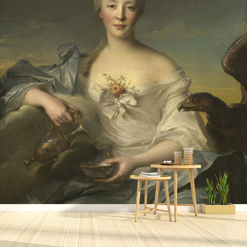 Custom Illustration Renaissance Wall Mural with Hebe and the Eagle of Jupiter Pattern in Brown