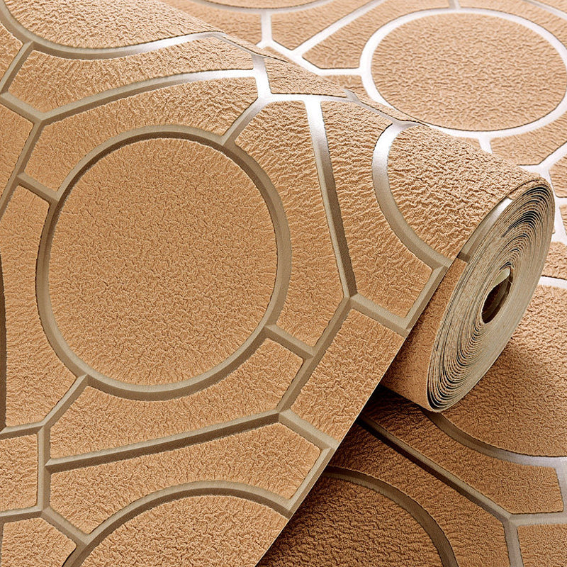 Textured Flock Wallpaper Roll Contemporary Non-Pasted Wall Covering with Trellis Pattern