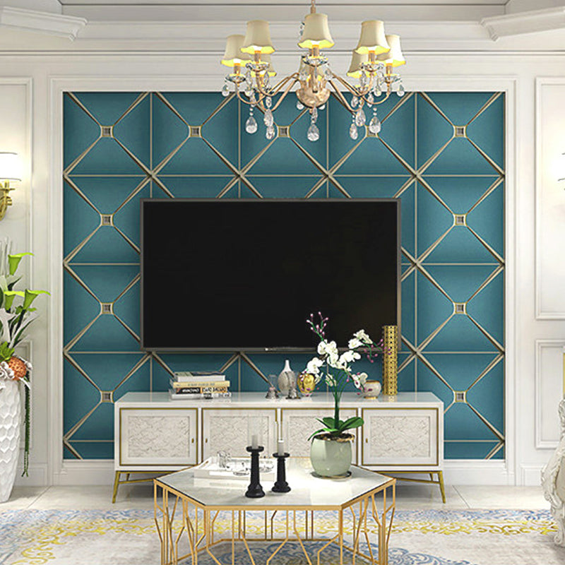 Flock Material Wallpaper Lattice Pattern Geometric Textured Wall Decor with Diamond