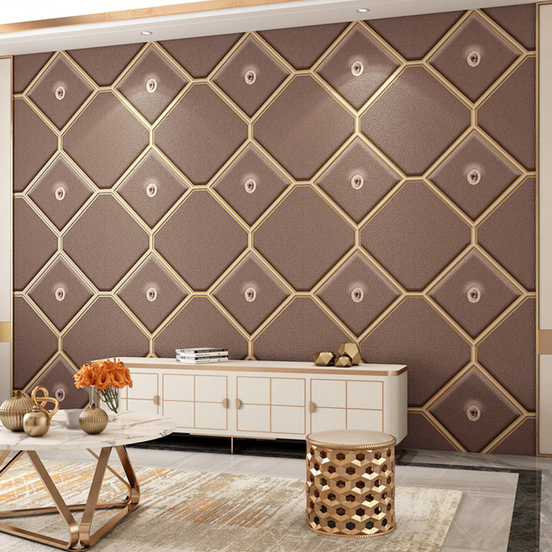Rhombus 33' x 20.5" Wallpaper Dark Color Textured Moisture-Resistant Wall Art with Decorative Diamond