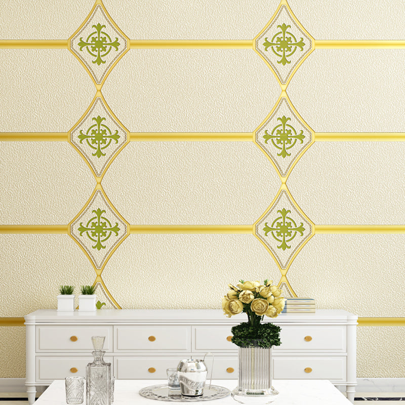 Texture Flock Wall Covering Modern Moisture Resistant Geometric Patterned Wallpaper Roll